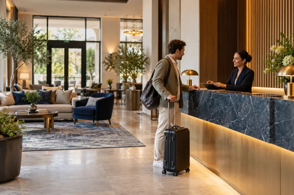 Hotel revenue management team reviewing performance data